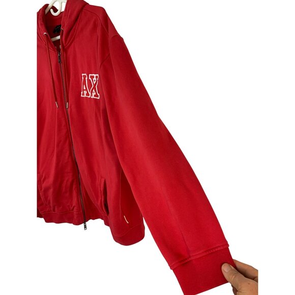 Armani Exchange Mens Red Full Zip Hoodie Sweatshirt XXL RX10638 Spelled Out - Picture 7 of 11